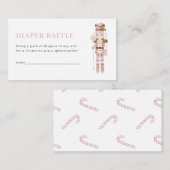 Pastel Pink Nutcracker Diaper Raffle Card Informatiekaartje (Voorkant / Achterkant)