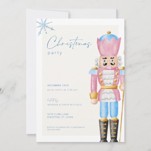 Pastel Pink Nutcracker Fête de Noël Invitation (Devant)