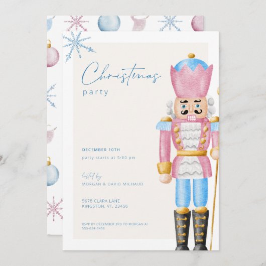 Pastel Pink Nutcracker Fête de Noël Invitation (Devant / Derrière)