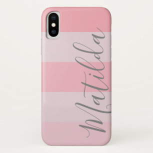 Pastel Pink Ombre Stripe Persoonlijke benaming iPhone X Hoesje