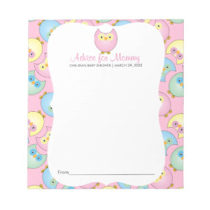 Pastel Pink Owl Baby shower - Advies Notitieblok