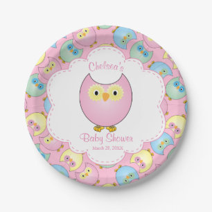 Pastel Pink Owl Baby shower Thema Papieren Bordje