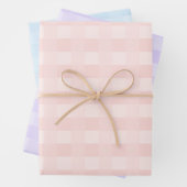 Pastel Pink Paars Blue Gingham Pset Pattern Inpakpapier Vel (In situ)