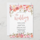 Pastel Pink Peach Rose Faire-part de mariage Flora (Devant)
