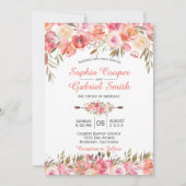Pastel Pink Peach Rose Faire-part de mariage Flora (Devant)
