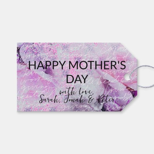 Pastel Pink Peony Flowers Happy Moederdag Cadeaulabel (Voorkant (Horizontaal))