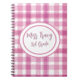 Pastel Pink Plaid Carnet personnalisé