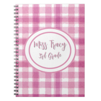 Pastel Pink Plaid Carnet personnalisé