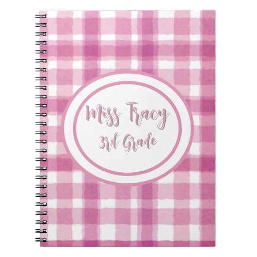 Pastel Pink Plaid Carnet personnalisé (Devant)