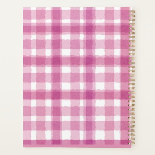 Pastel Pink Plaid Custom  Planner (Achterkant)