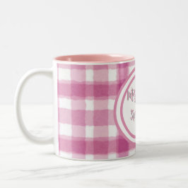 Pastel Pink Plaid Custom  Tweekleurige Koffiemok