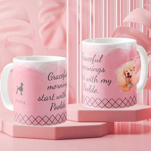 Pastel Pink Poodle Mug – Personalized Name & Photo