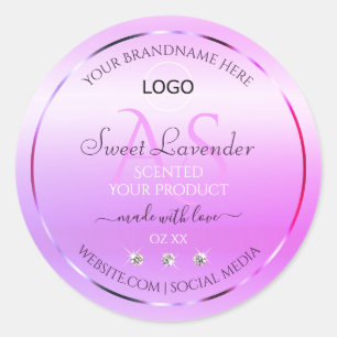 Pastel Pink Purple Produit Étiquette Monogramme et