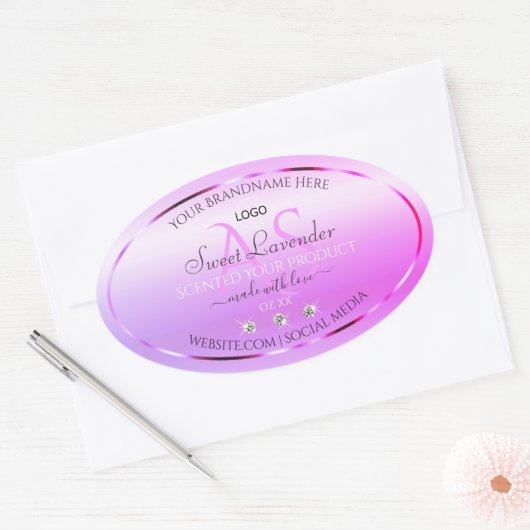 Pastel Pink Purple Produit Étiquette Monogramme et (Enveloppe)