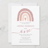 Pastel Pink Rainbow Boho First Birthday Girl Kaart (Voorkant)