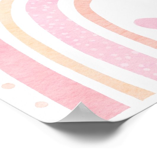 Pastel Pink Rainbow Sun 1er anniversaire Affiche d (Coin)