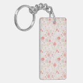 Pastel Pink Red White Flowers Pattern Two-sided Sleutelhanger (Voorkant Links)
