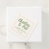Pastel Pink Retro Wedding Favor Labels (In situ)