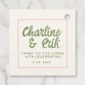 Pastel Pink Retro Wedding Favor Labels (Achterkant)