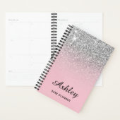 Pastel Pink Silver Glitter Ombre Personaliseerd Planner (Display)