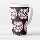 Pastel Pink Skull and Crossbones Latte Mok (Rechterhoek)