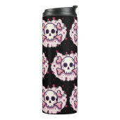Pastel Pink Skull and Crossbones Thermosbeker (Gedraaid links)
