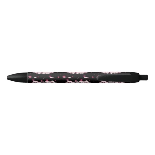 Pastel Pink Skull and Crossbones Zwarte Inkt Pen (Achterkant)