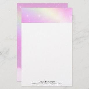 Pastel Pink Sky met gele regenboog Briefpapier