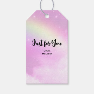 Pastel Pink Sky met gele regenboog speciaal voor j Cadeaulabel