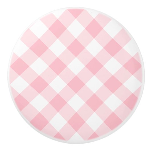 Pastel Pink Small Gingham Keramische Knop (Voorkant)