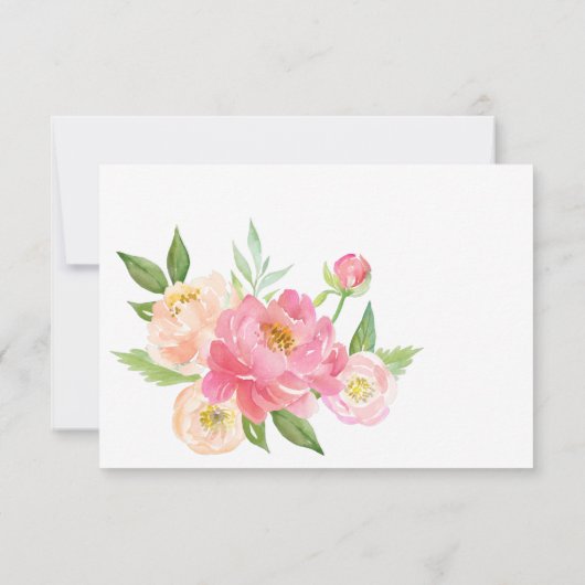Pastel Pink Spring Waterverf Peonies Wedding RSVP Kaartje (Achterkant)