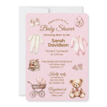 Pastel Pink Teddy Bear Clothes & Gifts-Baby Shower