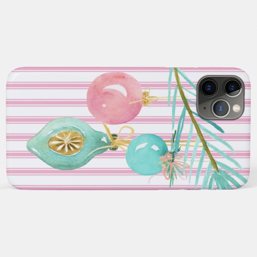 Pastel Pink Ticking Stripe kerstversiering Case-Mate iPhone Case (Achterkant (horizontaal))
