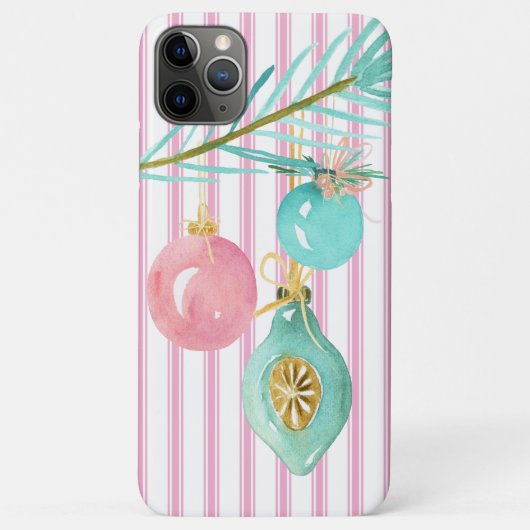 Pastel Pink Ticking Stripe kerstversiering Case-Mate iPhone Case (Achterkant)