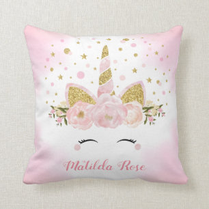 Pastel Pink Unicorn Magical Clouds Glitter Nursery Kussen