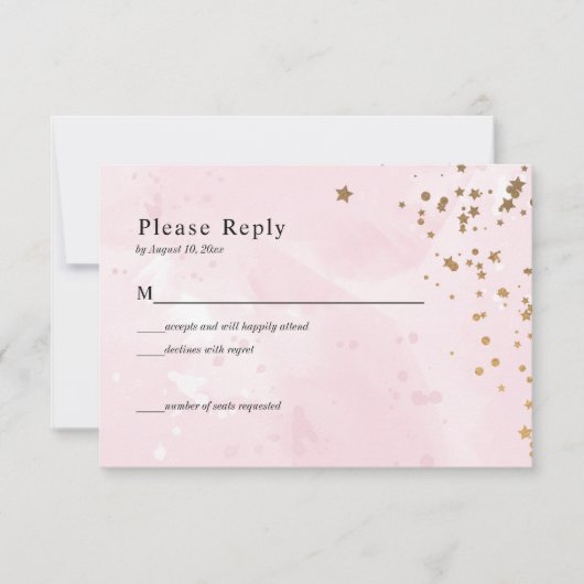 Pastel Pink Watercolor Wedding Carte RSVP (Devant)