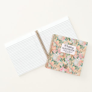 Pastel Pink Waterverf Floral Wedding Guestbook Notitieboek