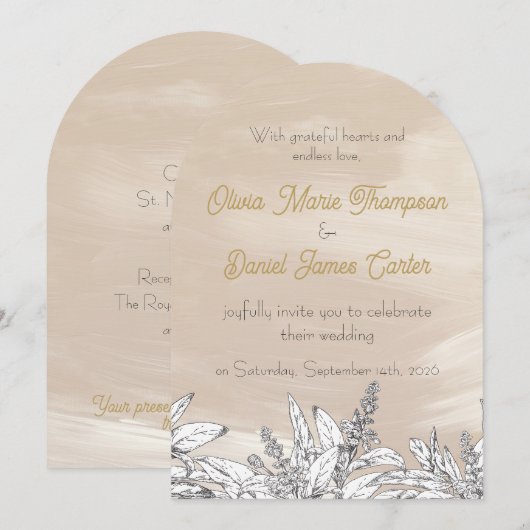 Pastel Pink Wedding Invitation Kaart (Voorkant / Achterkant)