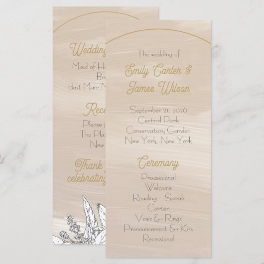 Pastel Pink Wedding Programma (Voorkant / Achterkant)