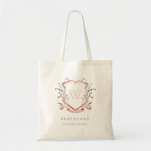 Pastel Pink Wildflower Monogram Business Tote Bag (Voorkant)