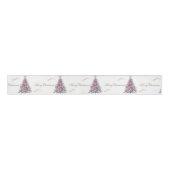 Pastel Pink Xmas Trees Christmas Grosgrain Lint (Voorkant)