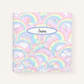Pastel Pink Yellow Aqua Rainbows Stars Journal (Devant)
