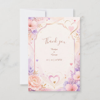 Pastel Pioen Liefdeslied Huwelijksromantiek Bedankkaart