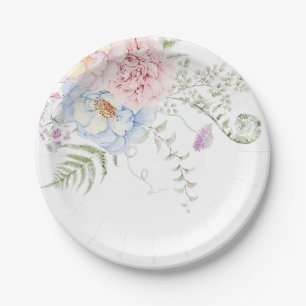Pastel Pioenrozen Boeket Papieren Bordje