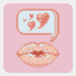 Pastel Pixel Kissy Lips - Herfst Sticker