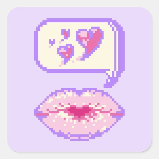 Pastel Pixel Kissy Lips - Zomerse Sticker (Voorkant)