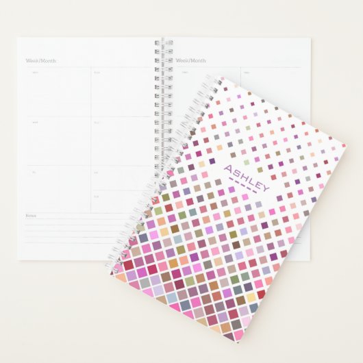 Pastel Pixels Cool Geometric Pattern Gepersonalise Planner (Display)