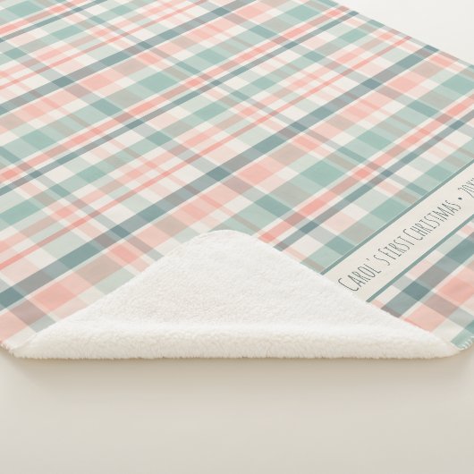 Pastel Plaid Baby's First Christmas Sherpa Deken (3/4)