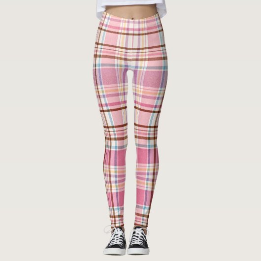  Pastel Plaid Classic Springtime Pattern Leggings (Voorkant)