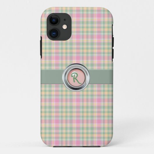 Pastel Plaid Monogram iPhone 5 Coque (Dos)